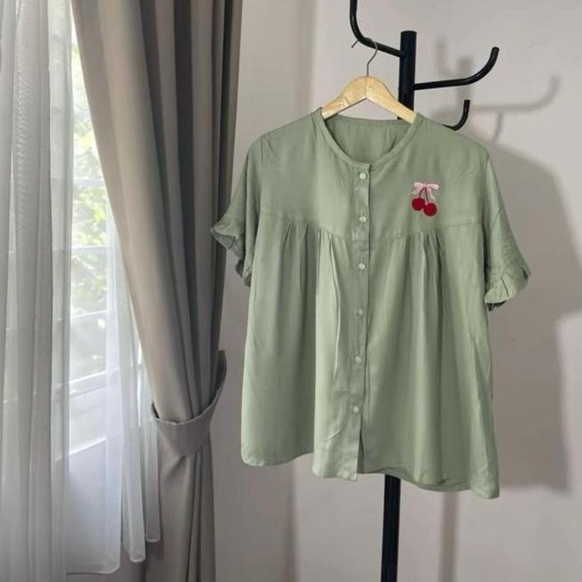 Piyama Rayon Twill Piyama Rayon Twill Bordir Celana Pendek Wanita Dewasa