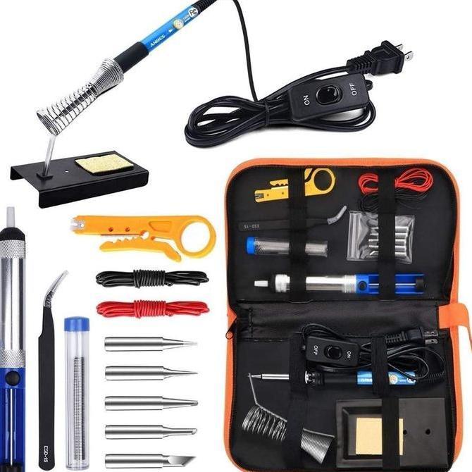 EZVECHE PAKET SOLDER LENGKAP 60 WATT DAN AKSESSORIS CEPAT PANAS SUHU BISA DIATUR Solder Listrik 1 Se