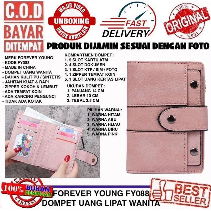 Forever Young FY 088 Dompet Uang Wanita Ukuran 3/4 Tanggung Besar Bahan Kulit Pu Lembut
