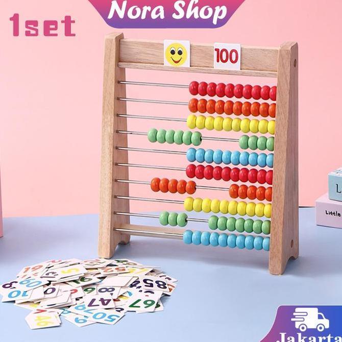 HASQUINE Sempoa Kayu Hitung Anak Sempoa Abacus Penghitung Matematika Kayu Mainan Pendidikan