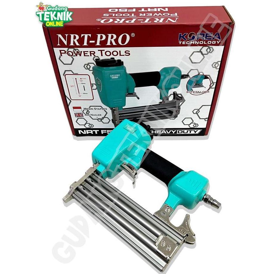 Mesin Paku Tembak Lurus F50 NRT PRO 10-50mm / Air Nailer Paku Tembak Angin Kompresor Safety Lock Pak