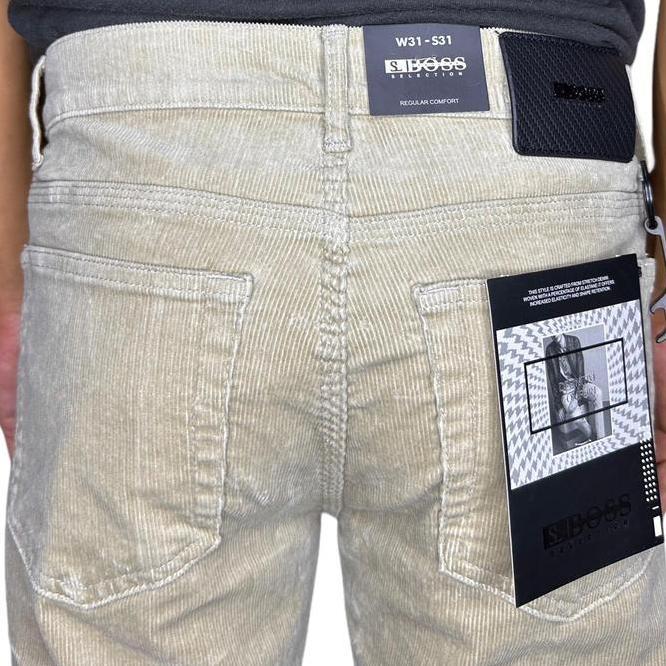 Celana Pria Corduroy Celana Pria Corduroy Boss Warna Kream Selection Melar - Regular