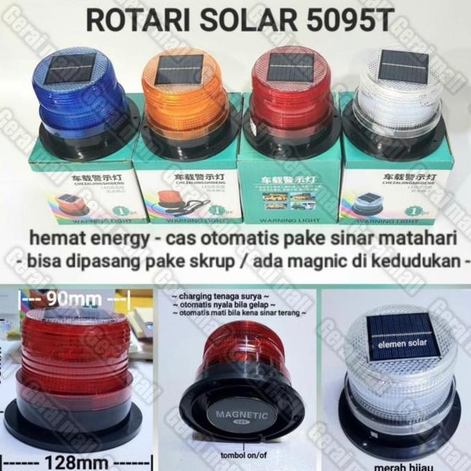 lampu rotary warning light solar panel tenaga Surya lampu rotari mini