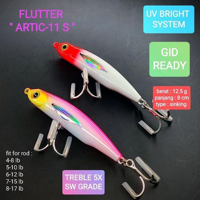 Umpan Pancing Ikan Laut Hampala ARTIC 11 Pencil Stickbait 12.5g/SINKING  Full GID Lure Jig