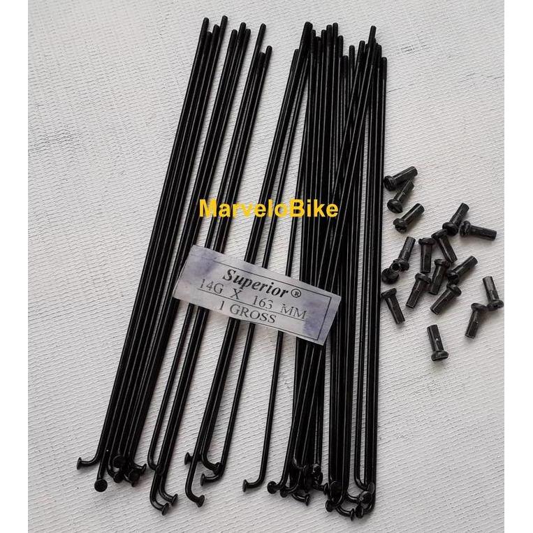 Spoke Jari Jari Sepeda 18 Hitam 14G x 163mm