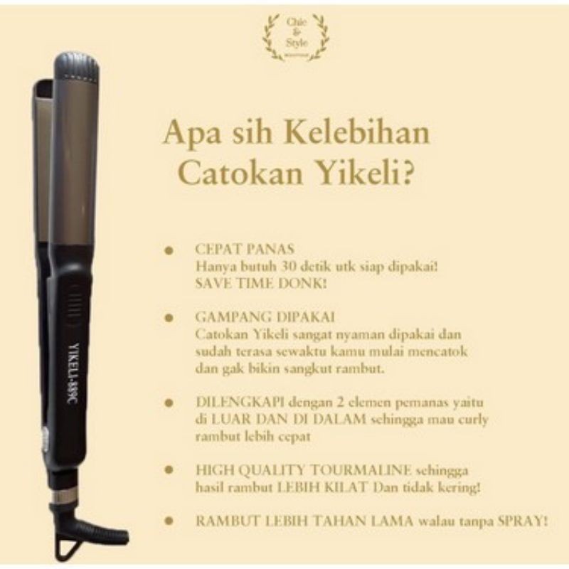 Catok Yikeli 889C Original 100% Curl & Straight Tourmaline Gold Platinum 2In1 Multifungsi / Catok Ha