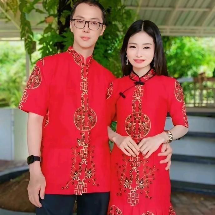 BEST SELLER Couple Batik cheongsam Bunga Burung imlek SUPER PREMIUM