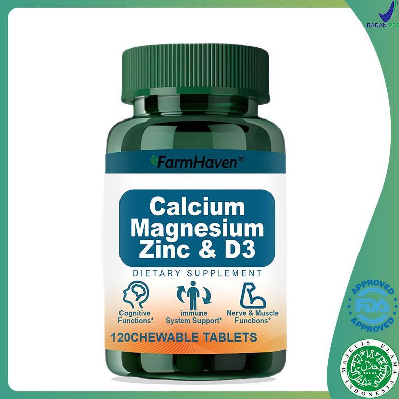 Tablet Kunyah Kalsium Magnesium Zinc & D3 Dukung Tulang, Sendi & Daya Tahan Tubuh Vitamin Tulang & I