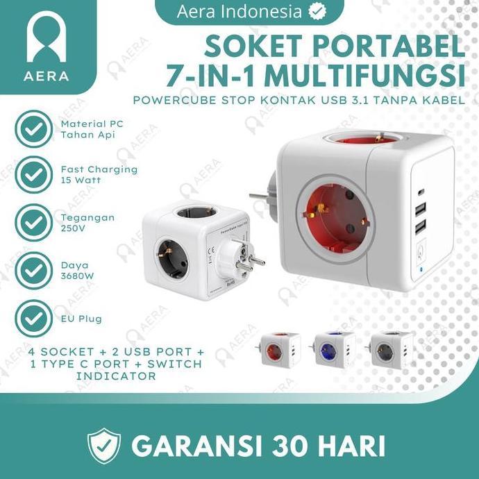 RACERPO Powercube Stop Kontak - Powercube Socket  USB 3.1 Tanpa Kabel