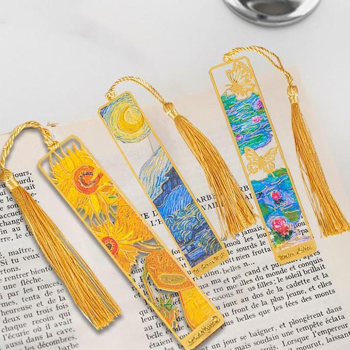 WINTURY 1pcs Lukisan Terkenal Retro Kreatif Bookmark Metal Bookmark Van Gogh