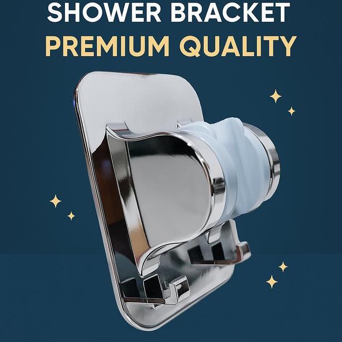 AZBOMO (Praktis) Braket Shower Tempel Premium | Dudukan Kepala Shower Bracket Warna Hitam & Silver