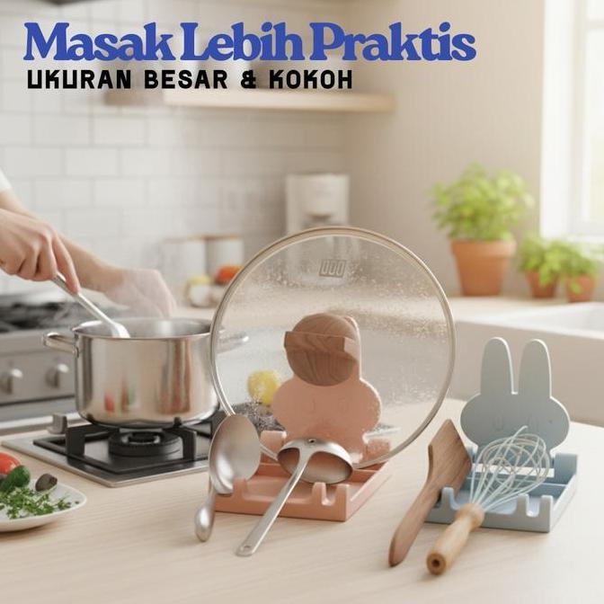 AZBOMO Tatakan Tutup Panci & Sendok Sayur Dapur Ukuran Besar 18cm x 13.5cm x 16cm Desain Kokoh Menja