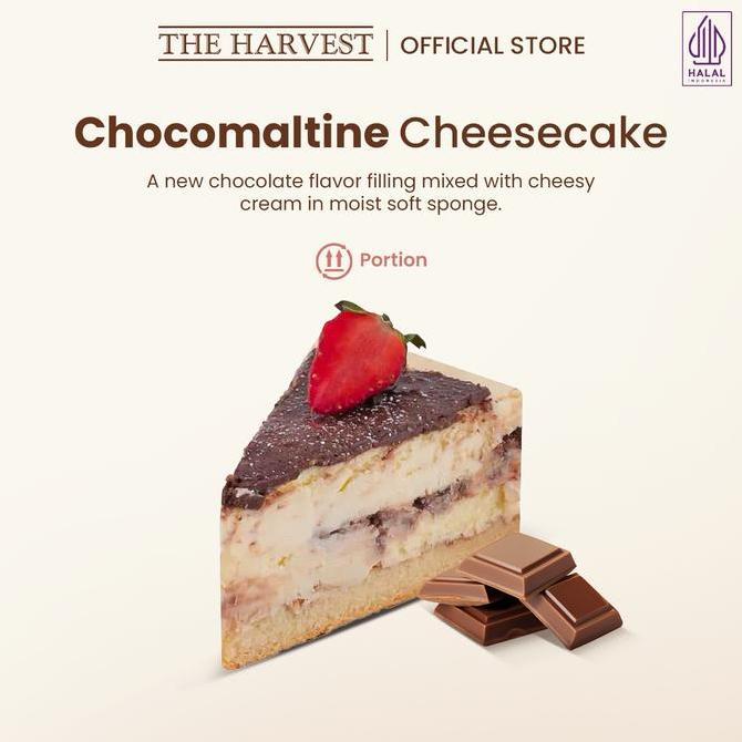 The Harvest Chocomaltine Cheesecake Portion| Dessert Cake Rasa Chocolate Crunchy Dan Cheese