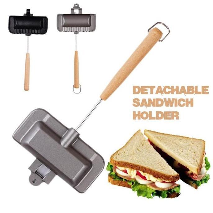VATGUVOH Wajan Sandwich Dua Sisi Wajan Panggangan Lipat Anti Lengket Wajan Untuk Roti Bakar Roti Pan