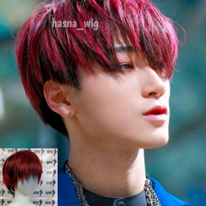 Wig Pria Korea Rambut Pendek Model Highlight Keren
