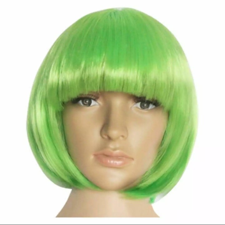 Wig Pendek Lurus Wanita, Rambut Wig Wanita Eropa Kimia, Rambut Pendek Poni, Rambut Wig Wanita