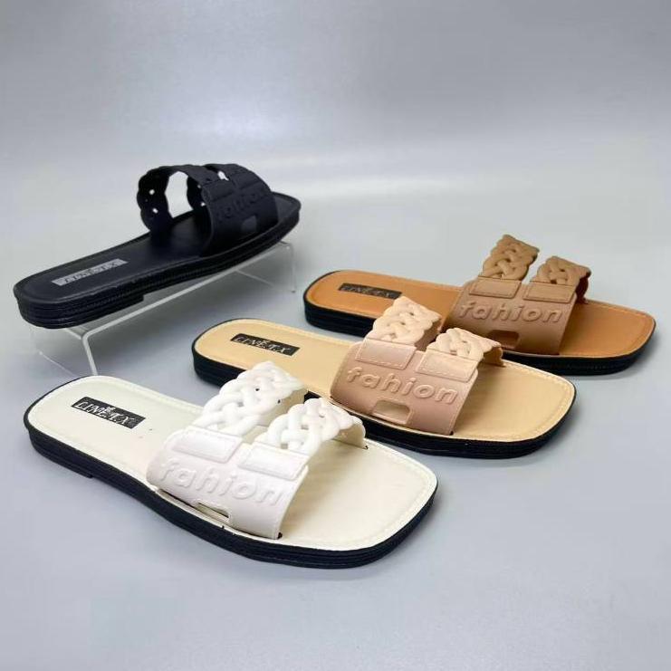 Grosir (Size 37-41) Dy-5512 Import Sandal Wanita Selop Sandal Jelly Karet Wanita Sandal Slop