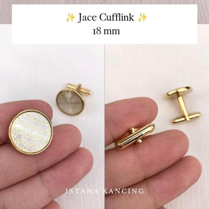 Cufflink Pria Mewah | Gold Stainless Steel Thobe Kabak | Jace Cufflink
