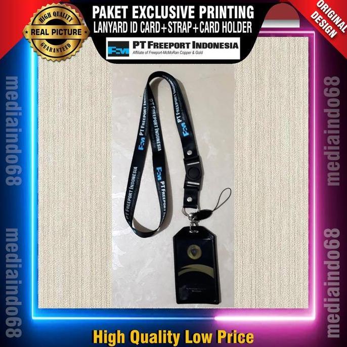 PT. FREEPORT INDONESIA Lanyard / Tali Gantungan ID Card - Dompet 4 Kartu, Free Strap ID, HP/Flashdis