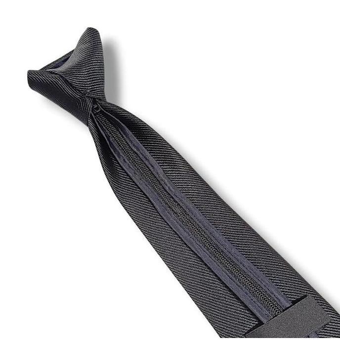 New  Dasi Pria Instan Resleting Zipper Otomatis Dasi Formal Slim Hitam Motif Garis Elegan