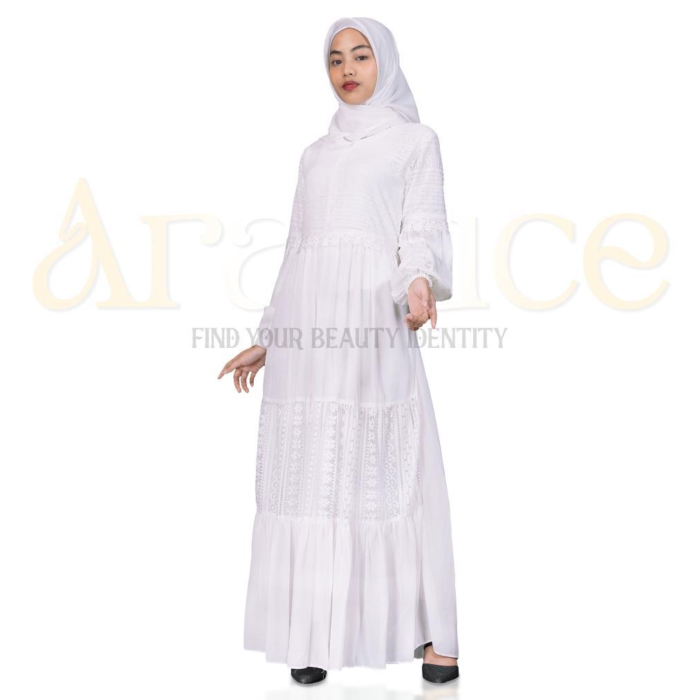 terbaru baju dress gamis putih wanita muslim by arraluce kekinian terbaru arl 048 / gamis brukat bro