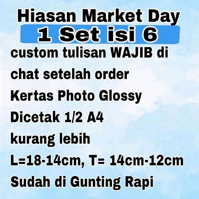 Ready  Hiasan Market Day custom tulisan / Photo Props Market Day custom / Aksesoris Market Day / Acc