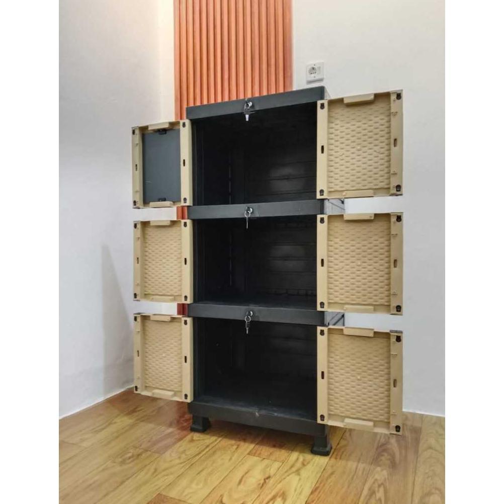 Cuci Gudang  Lemari Pakaian Plastik Mini Susun 3 Tabitha Aquos Gunplas Include Kaca Cermin & Kunci