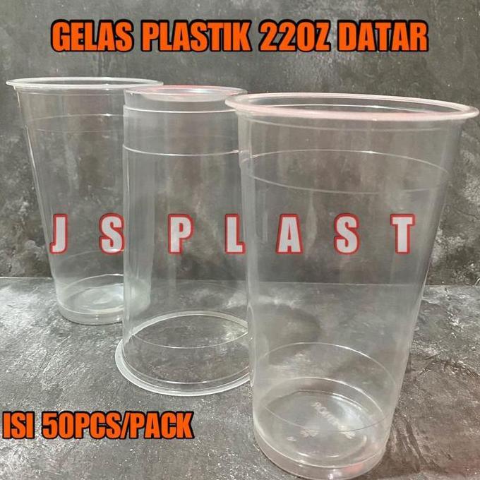 Ready !!! (ISI 50PCS) Gelas Plastik 22oz Datar Bahan PP / Gelas 22oz Datar Bahan PP - Cup 22oz Datar