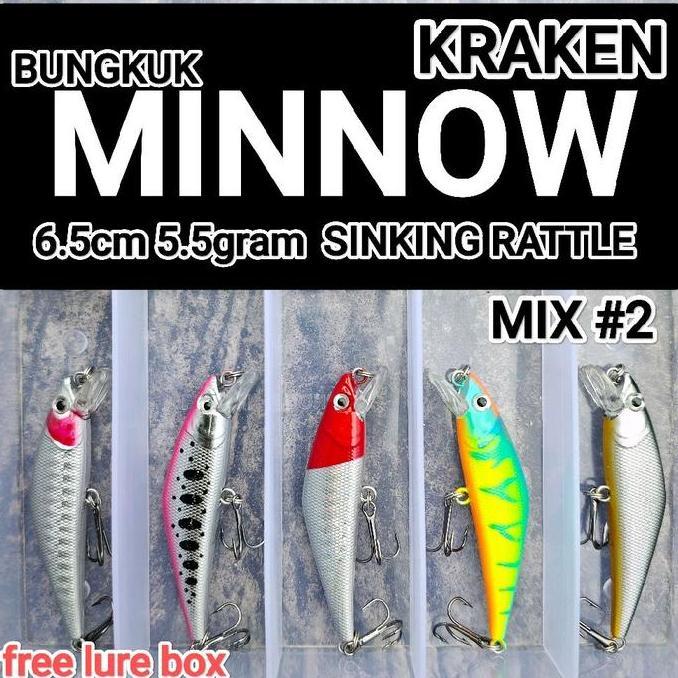 paket umpan pancing MINNOW BUNGKUK replika kraken 65S Lure
