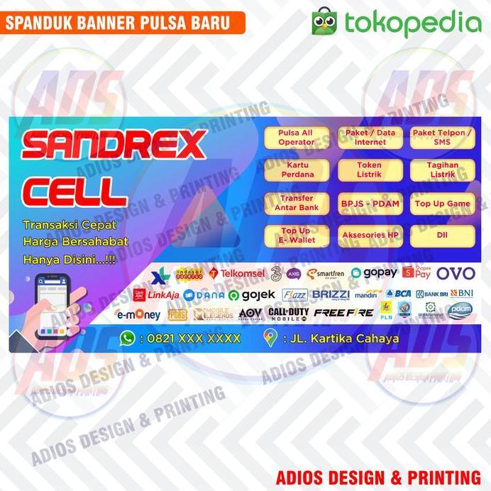 Ready  Banner / Spanduk Konter Pulsa / Spanduk Banner Pulsa Biru