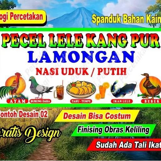 Spanduk Kain Pecel Lele / Spanduk Kain Costum Spanduk Ayam murah
