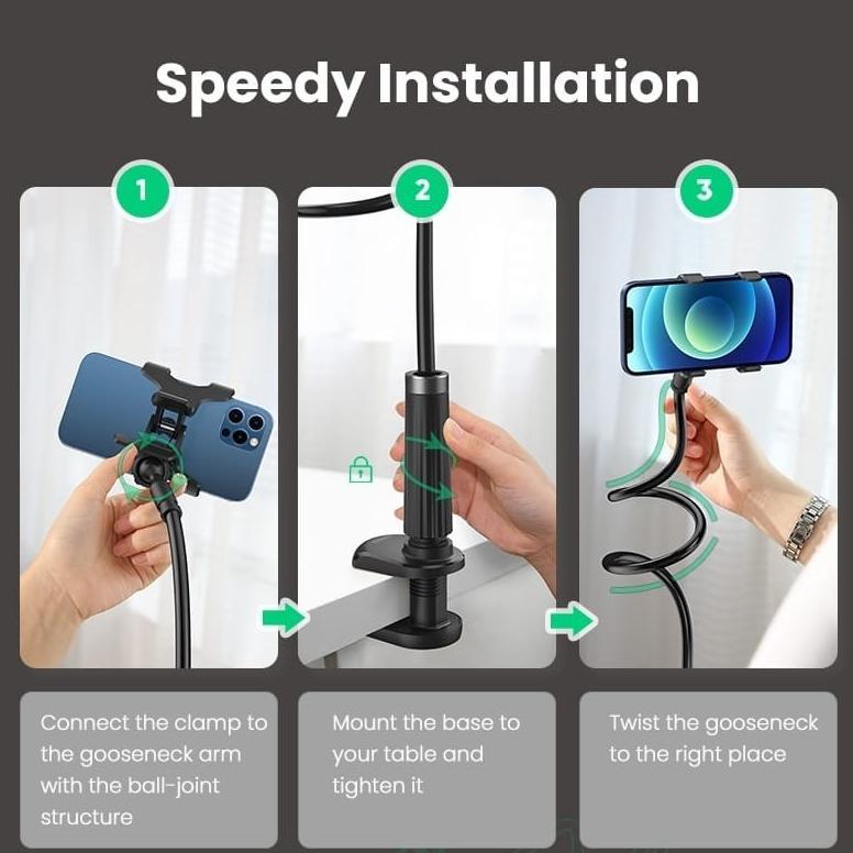 HOT SALE Ugreen Holder Tripod Desk Phone Holder 360 Lazypod Video Vlog Stand Hp Panjang Jepit Meja 8