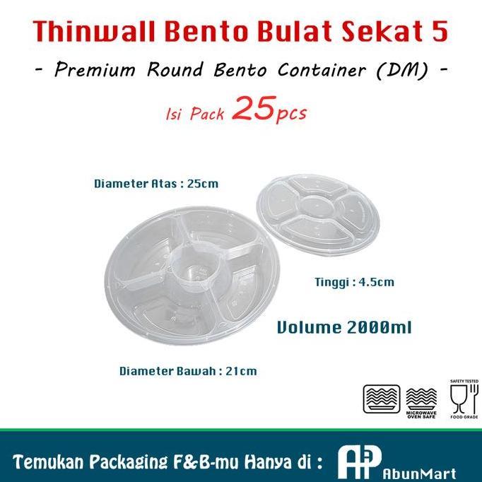 Thinwall Bento Sekat 5 Bulat (DM) Isi 25pcs HT