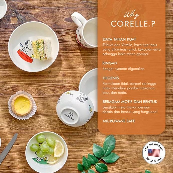 Cucinare- Corelle Snoopy Dinner Set Plate & Bowl Set Piring Makan & Mangkok Peanuts Collection Elega
