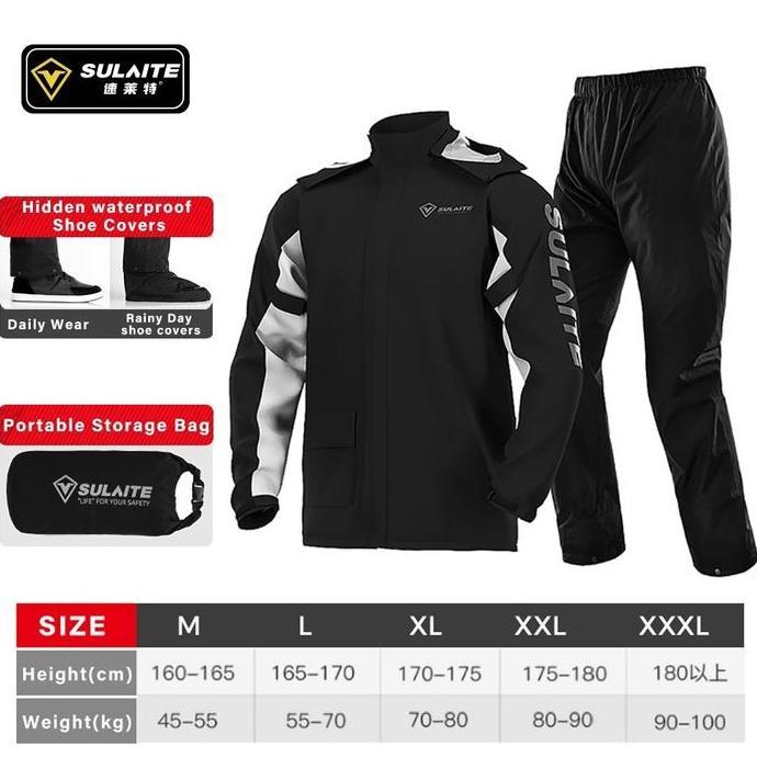 Sulaite Jas Hujan Motor Premium Dengan Penutup Sepatu Single Piece Perlindungan Efektif Dari Hujan C