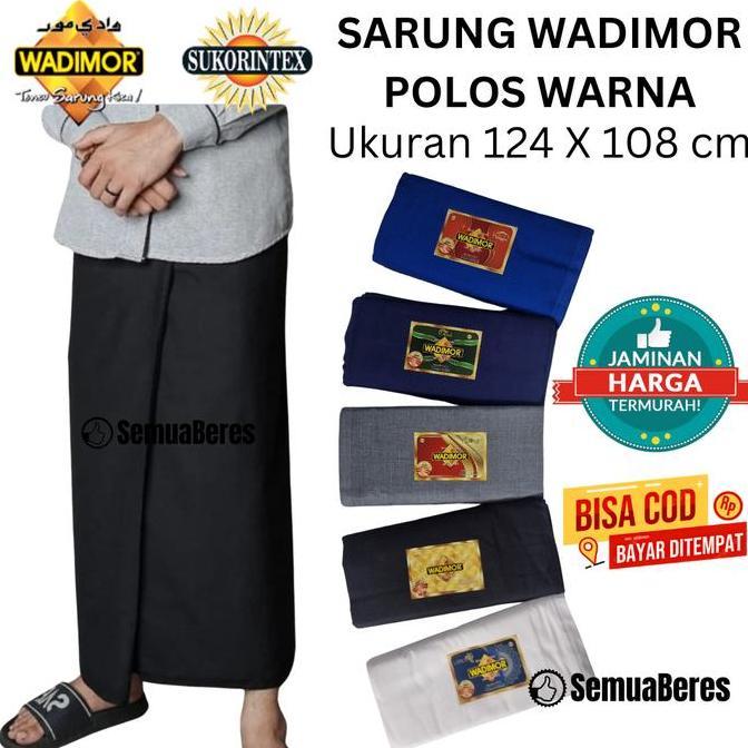 NEW SARUNG WADIMOR POLOS WARNA HITAM / PUTIH / ABU / NAVY / BIRU / TUMPAL - SARUNG SHOLAT PRIA DEWAS