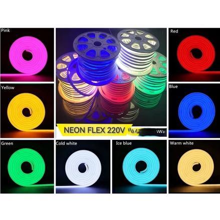 recommended paket lampu led neon flex 220v waterproof lengkap tinggal colok siap pakai / lampu kamar