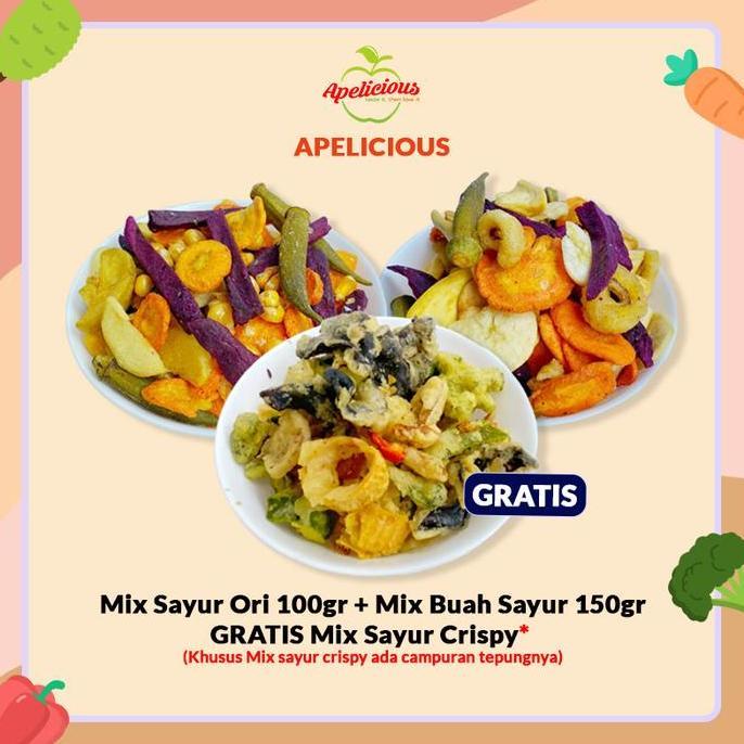 APELICIOUS [GRATIS MIX KERIPIK SAYUR TEPUNG CRISPY] MIX KERIPIK SAYUR ORI + MIX KERIPIK BUAH SAYUR