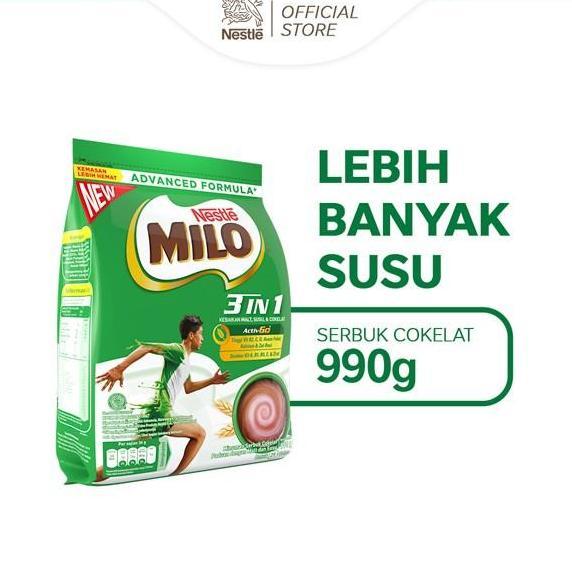 Milo Activ-Go 3 in 1 Kemasan Pouch 1Kg Susu Bubuk