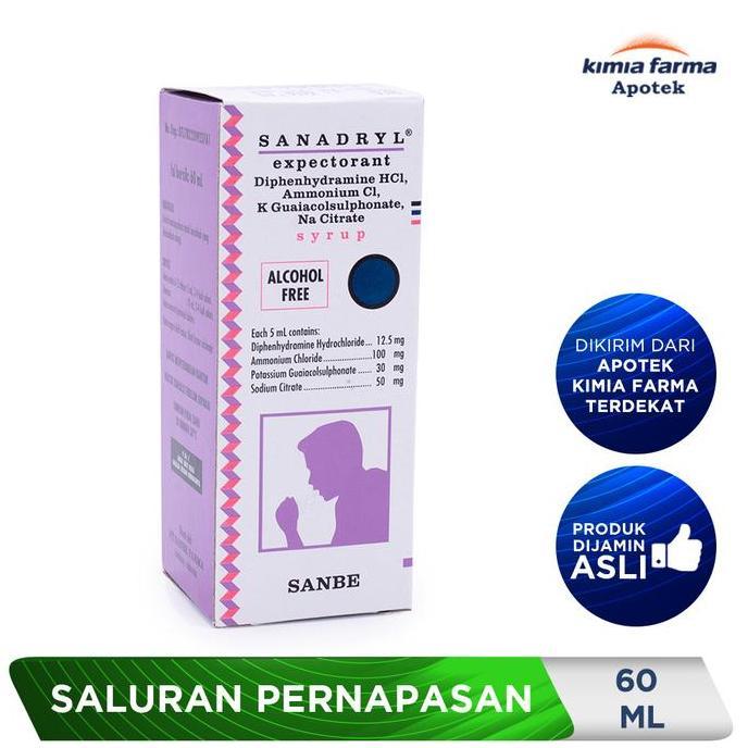 Sanadryl Expectorant Sirup 60 Ml / Obat Batuk Berdahak / Kimia Farma