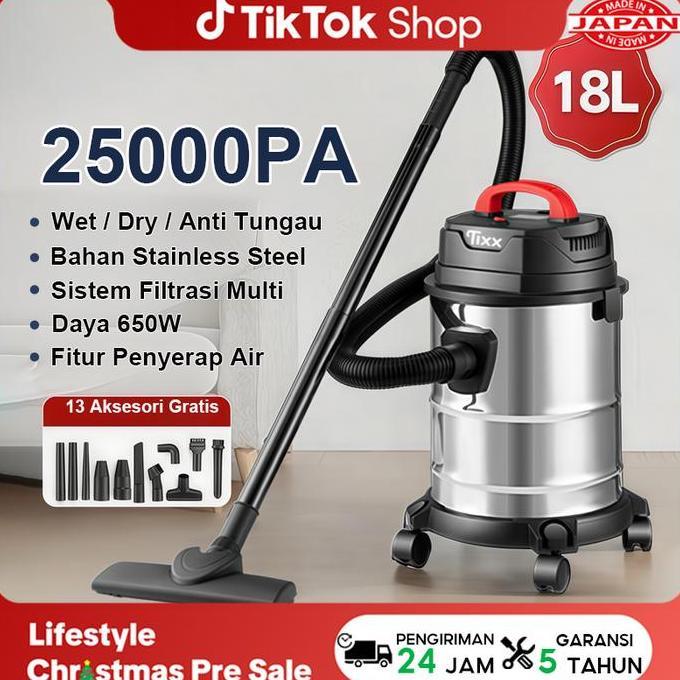 FLASH SALE - Promo GuncangTixx Vacuum Cleaner Stainless 35L 3in1 dengan Filter Debu Mikro dan Karbon