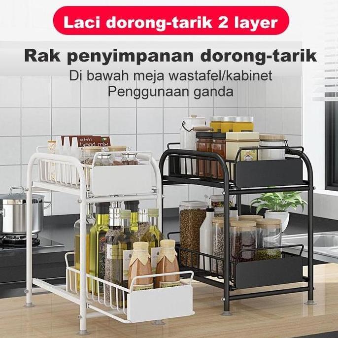 TERLARIS RAK DAPUR BAWAH WASTAFEL RAK KABINET DAPUR KITCHEN RACK RAK LEMARI DAPUR KERANJANG GESER LA
