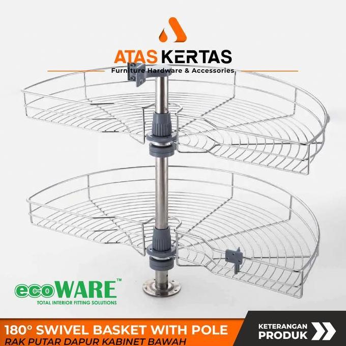 TERLARIS CORNER BASKET RAK SUDUT PUTAR 180 KITCHEN SET UNTUK KABINET SUDUT BAWAH KITCHEN SET STAINLE