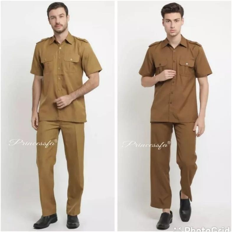 Termurah / Hot Sale Seragam Asn Pria/ Seragam Pns Kheki Tua Pria/ Seragam Pemkot Pria/ Baju Dinas Pe