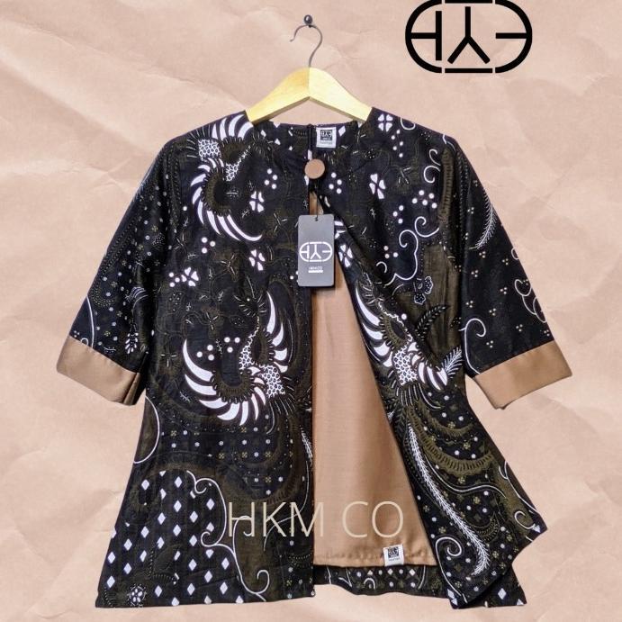 HEMAT Blus Batik Terbaru wanita vintage ibu Kantoran Modern Bahan Katun Halus Lengan 3/4