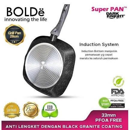 Bundling hemat BOLDe Grill Pan 28 cm+Wok Pan 24 cm Dark Knight Set Alat Masak Granite Anti Lengket