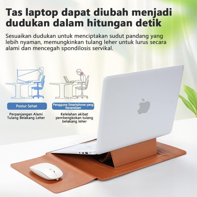 Termurah / Hot Sale Tas Laptop Multifungsi 3In1 1314 Inch | Sleeve Kulit Pu Premium + Stand Laptop A
