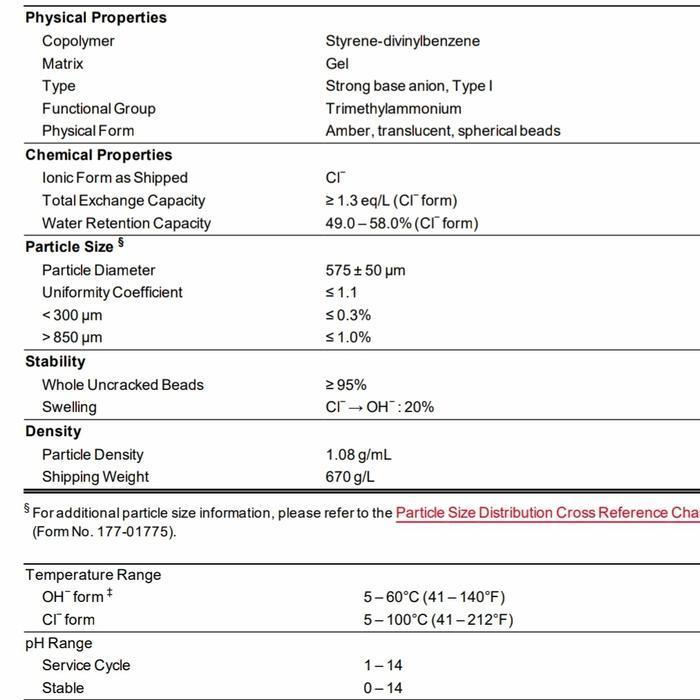 Amberlite RESIN ANION DENIM AMBERLITE HPR 4800 / resin anion HRP4800 25liter untuk Demineralisasi In