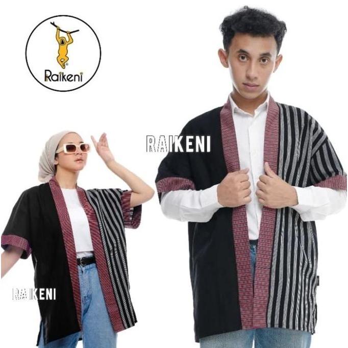 RAIKENI Kimono Hanabi | Kimono Outer Batik Lurik | Kimono Unisex Garis-Garis| Outer Pria | Cardigan 