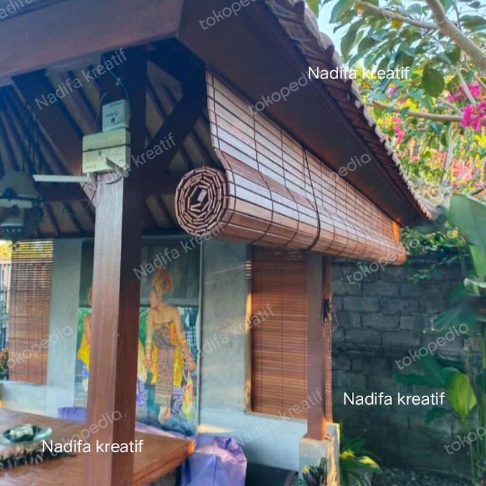 Nadifa kreatif Tirai Kayu Krei Kayu Natural 300cmx250cm / kere / krei / gorden / woodblind /  curtai